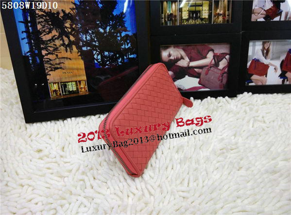 Bottega Veneta Intrecciato Nappa Zip Around Wallet BV5808 Light Red Bottega Veneta Intrecciato Nappa Zip Around Wallet BV5808 Light Red
