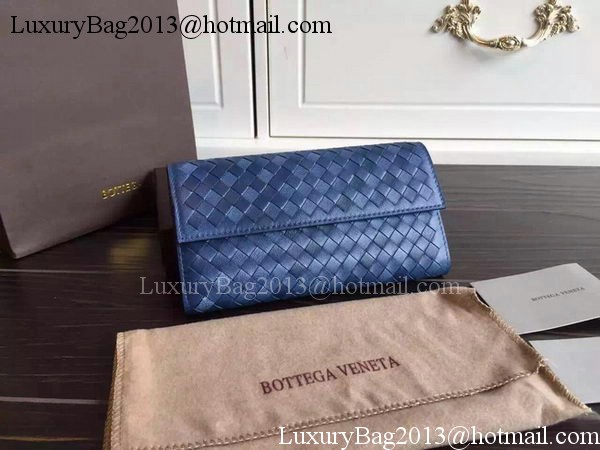 Bottega Veneta Intrecciato Nappa Tri-Flod Wallet BV150507 Blue Bottega Veneta Intrecciato Nappa Tri-Flod Wallet BV150507 Blue