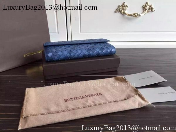 Bottega Veneta Intrecciato Nappa Tri-Flod Wallet BV150507 Blue Bottega Veneta Intrecciato Nappa Tri-Flod Wallet BV150507 Blue