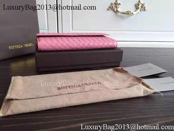 Bottega Veneta Intrecciato Nappa Tri-Flod Wallet BV150507 Pink Bottega Veneta Intrecciato Nappa Tri-Flod Wallet BV150507 Pink