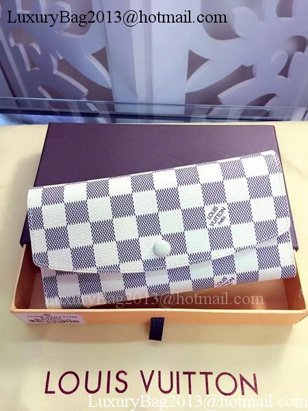Louis Vuitton Damier Azur Canvas Emilie Wallet Rouge M60136 Louis Vuitton Damier Azur Canvas Emilie Wallet Rouge M60136