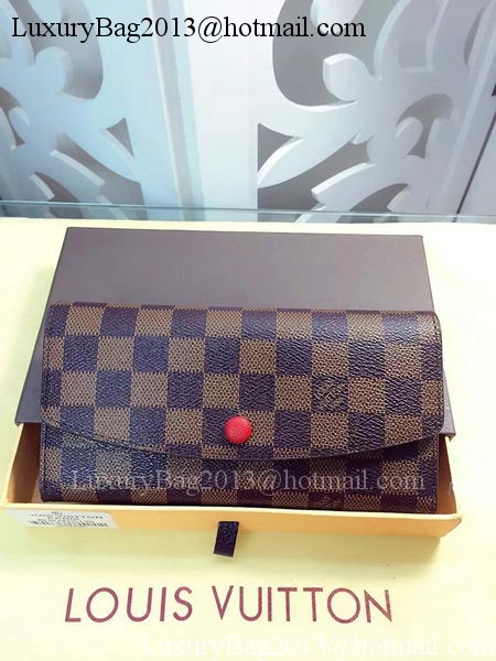 Louis Vuitton Damier Ebene Canvas Emilie Wallet Rouge M60136 Red Louis Vuitton Damier Ebene Canvas Emilie Wallet Rouge M60136 Red