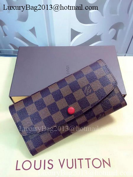 Louis Vuitton Damier Ebene Canvas Emilie Wallet Rouge M60136 Red Louis Vuitton Damier Ebene Canvas Emilie Wallet Rouge M60136 Red