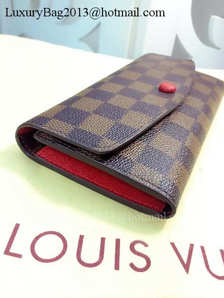 Louis Vuitton Damier Ebene Canvas Emilie Wallet Rouge M60136 Red Louis Vuitton Damier Ebene Canvas Emilie Wallet Rouge M60136 Red