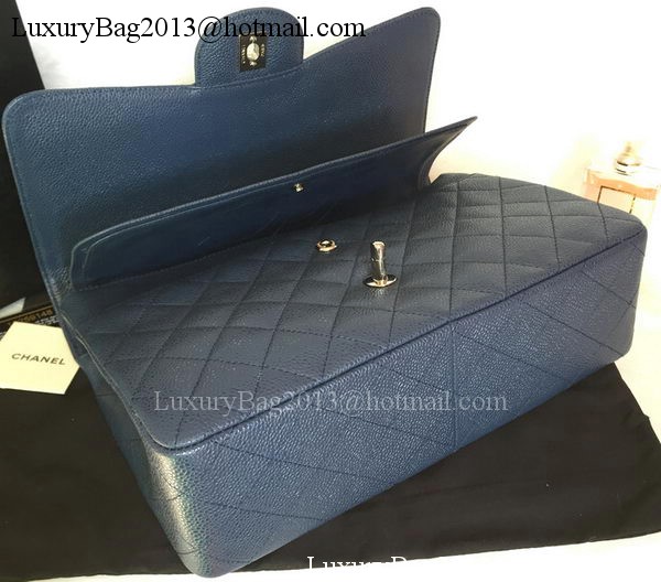 Chanel Jumbo Double Flaps Bag Blue Cannage Pattern A36097 Silver Chanel Jumbo Double Flaps Bag Blue Cannage Pattern A36097 Silver
