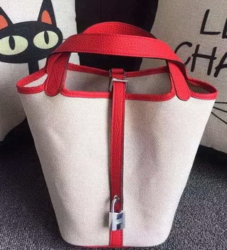 Hermes Picotin Lock 18cm Bag Canvas HPL8618T Red Hermes Picotin Lock 18cm Bag Canvas HPL8618T Red