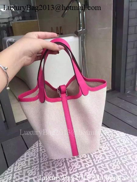 Hermes Picotin Lock 18cm Bag Canvas HPL8618T Rose Hermes Picotin Lock 18cm Bag Canvas HPL8618T Rose