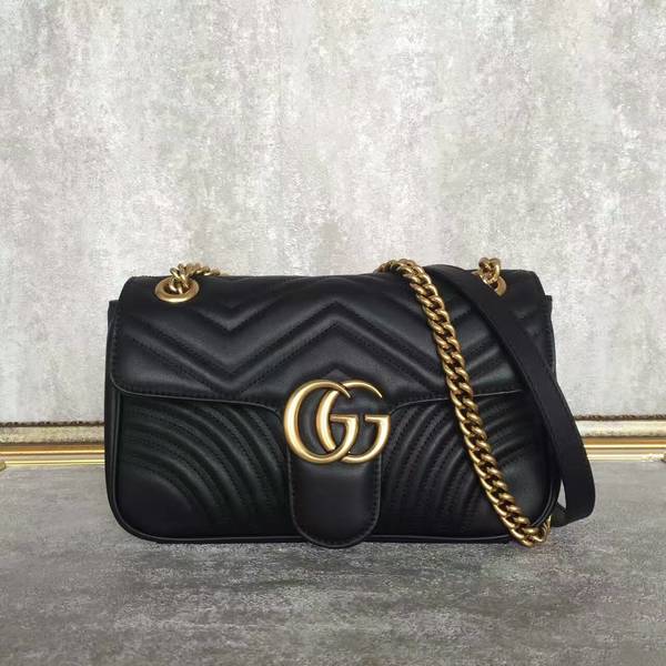 Gucci GG Marmont Sheenskin Shoulder Bag 443497A Black Gucci GG Marmont Sheenskin Shoulder Bag 443497A Black