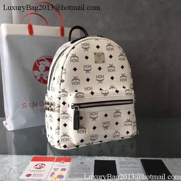 MCM Medium Top Studs Backpack MCM0039 White MCM Medium Top Studs Backpack MCM0039 White