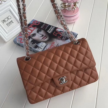 Chanel 2.55 Series Flap Bags Brown Original Sheepskin A1112 Silver Chanel 2.55 Series Flap Bags Brown Original Sheepskin A1112 Silver