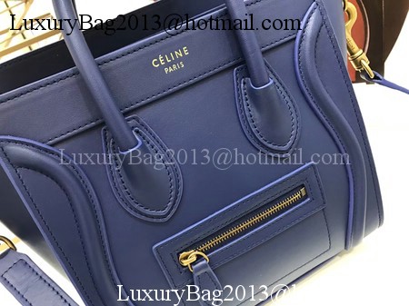 Celine Luggage Nano Tote Bag Original Leather CC3560 Blue Celine Luggage Nano Tote Bag Original Leather CC3560 Blue