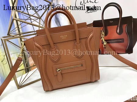 Celine Luggage Nano Tote Bag Original Leather CC3560 Brown Celine Luggage Nano Tote Bag Original Leather CC3560 Brown