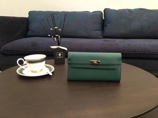 Hermes Kelly Epsom Leather Wallet H4086 Green Hermes Kelly Epsom Leather Wallet H4086 Green