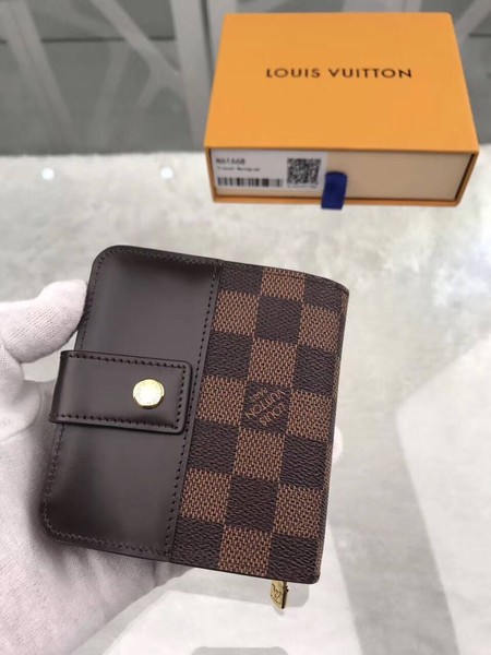 Louis Vuitton Damier Ebene Canvas Zipped Compact Wallet N61667 Louis Vuitton Damier Ebene Canvas Zipped Compact Wallet N61667