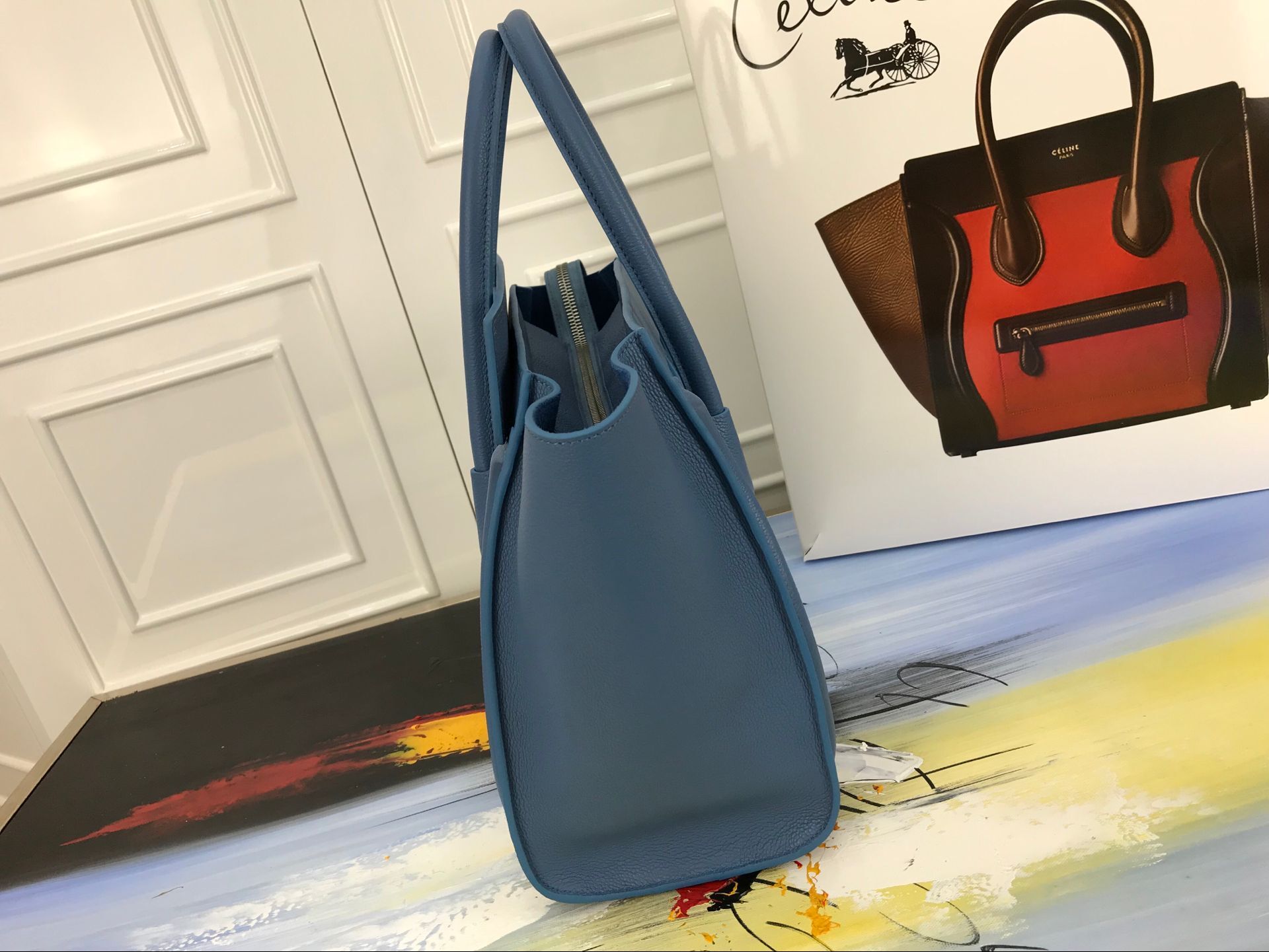 Celine Luggage Micro Tote Bag Original Leather CLY33081M blue Celine Luggage Micro Tote Bag Original Leather CLY33081M blue