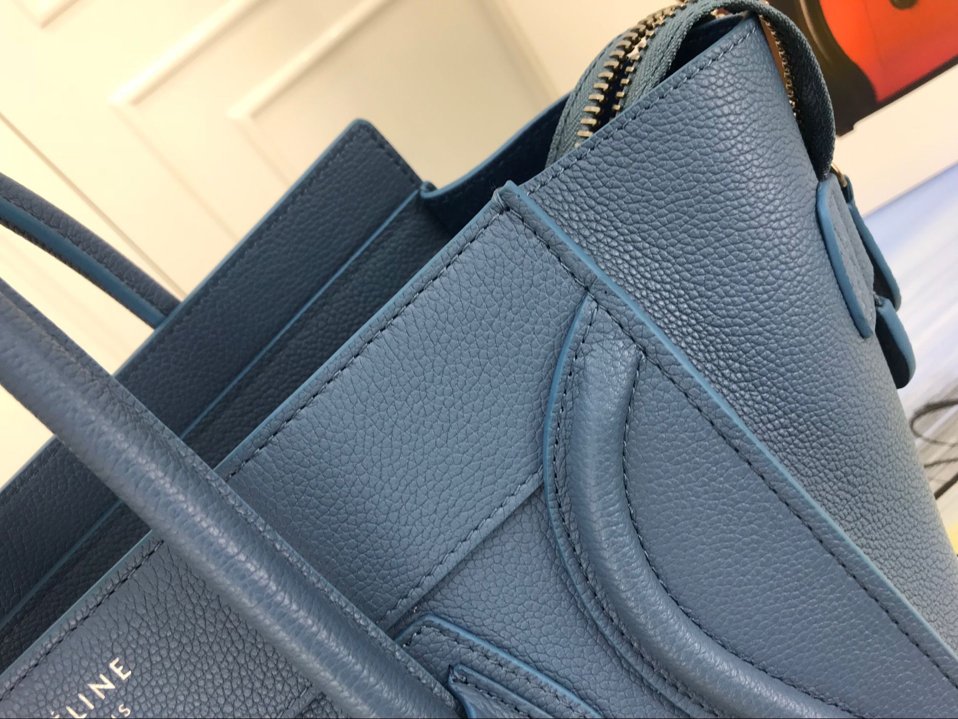 Celine Luggage Micro Tote Bag Original Leather CLY33081M blue Celine Luggage Micro Tote Bag Original Leather CLY33081M blue