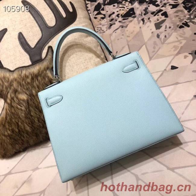 Hermes original Kelly Epsom Leather KL32 light blue Silver hardware