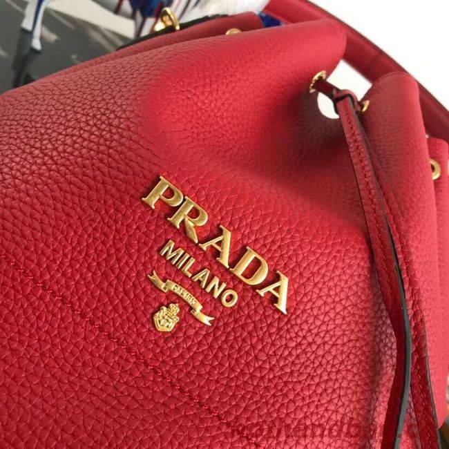 Prada Leather bucket bag 1BE018 red Prada Leather bucket bag 1BE018 red