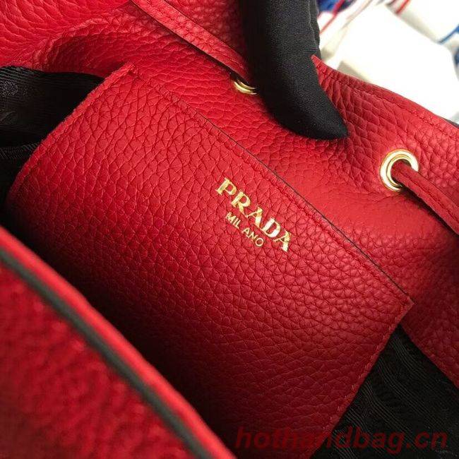 Prada Leather bucket bag 1BE018 red Prada Leather bucket bag 1BE018 red