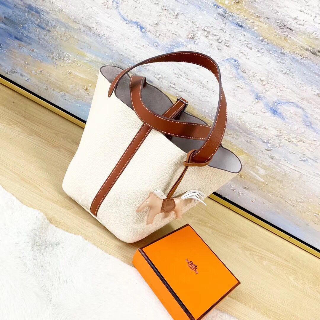 Hermes Picotin Lock 22cm Bags Litchi Leather HPT88 White Hermes Picotin Lock 22cm Bags Litchi Leather HPT88 White