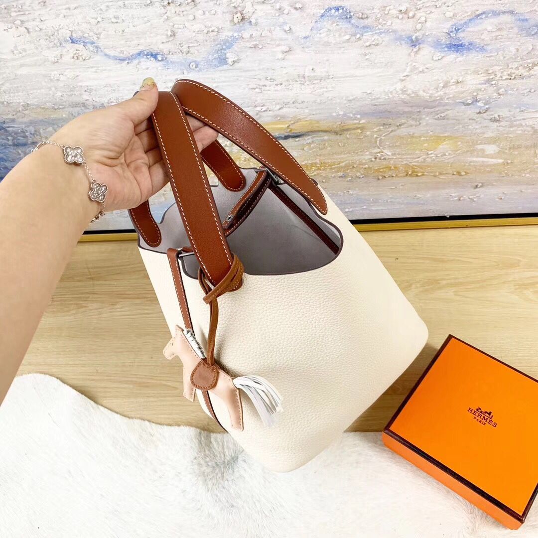 Hermes Picotin Lock 22cm Bags Litchi Leather HPT88 White Hermes Picotin Lock 22cm Bags Litchi Leather HPT88 White