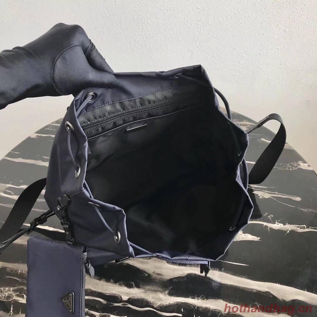 Prada Re-Nylon backpack 1BZ811 black&blue Prada Re-Nylon backpack 1BZ811 black&blue