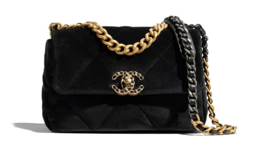 Chanel 19 flap bag velvet AS1160 black Chanel 19 flap bag velvet AS1160 black