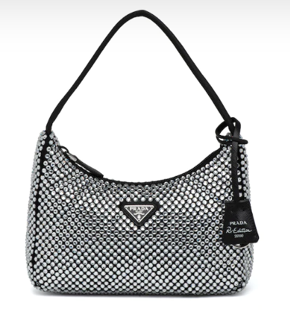 Prada Satin mini-bag with artificial crystals 1BE515Z black Prada Satin mini-bag with artificial crystals 1BE515Z black