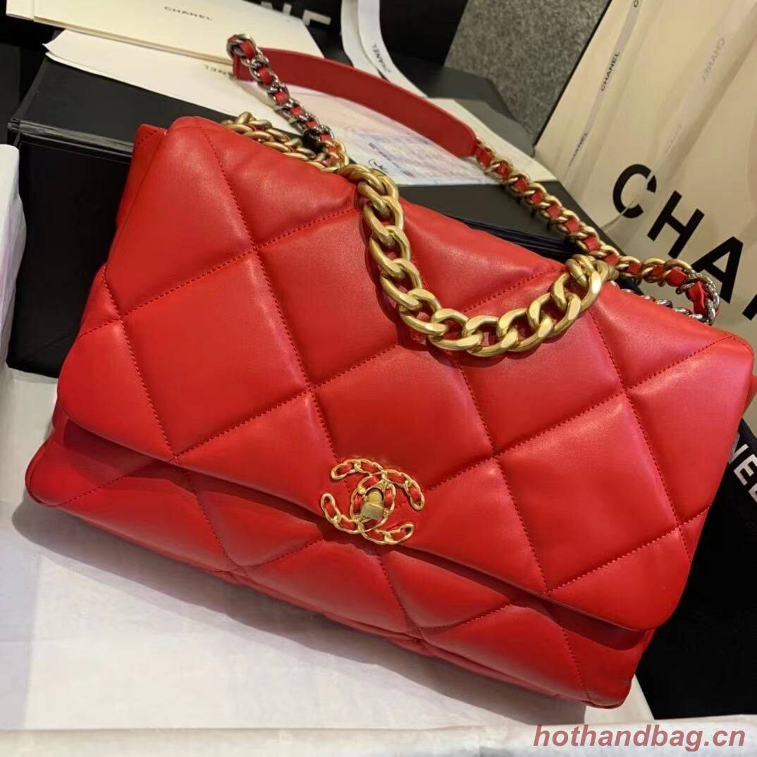 Chanel 19 flap bag AS1162 red Chanel 19 flap bag AS1162 red