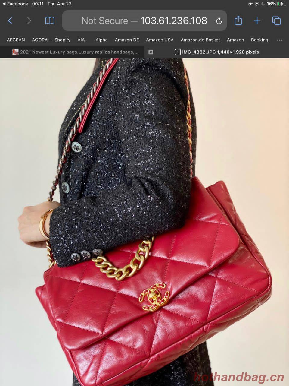 Chanel 19 flap bag AS1162 red Chanel 19 flap bag AS1162 red