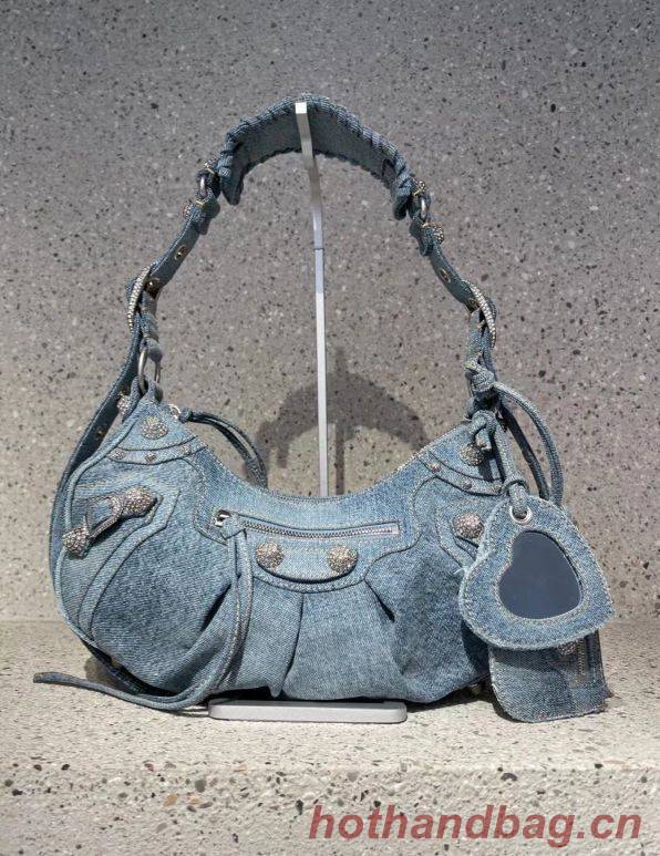 Balenciaga WOMENS LE CAGOLE MEDIUM SHOULDER BAG 27541 Denim