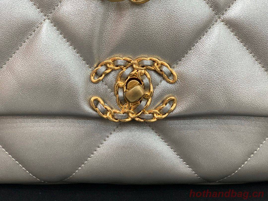 CHANEL Original Lambskin 19 Flap Bag AS1160 AS1161 Silver CHANEL Original Lambskin 19 Flap Bag AS1160 AS1161 Silver