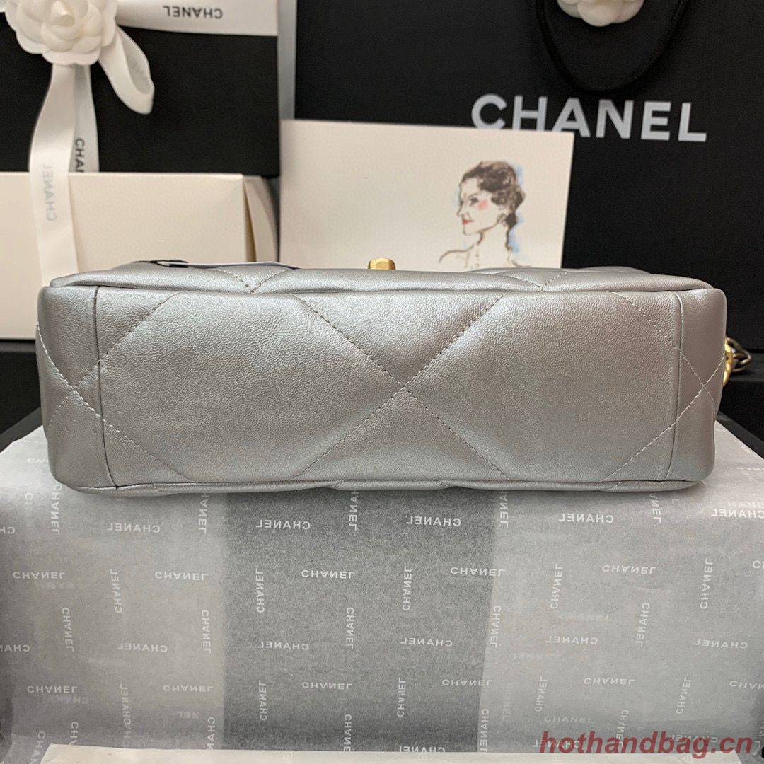 CHANEL Original Lambskin 19 Flap Bag AS1160 AS1161 Silver CHANEL Original Lambskin 19 Flap Bag AS1160 AS1161 Silver