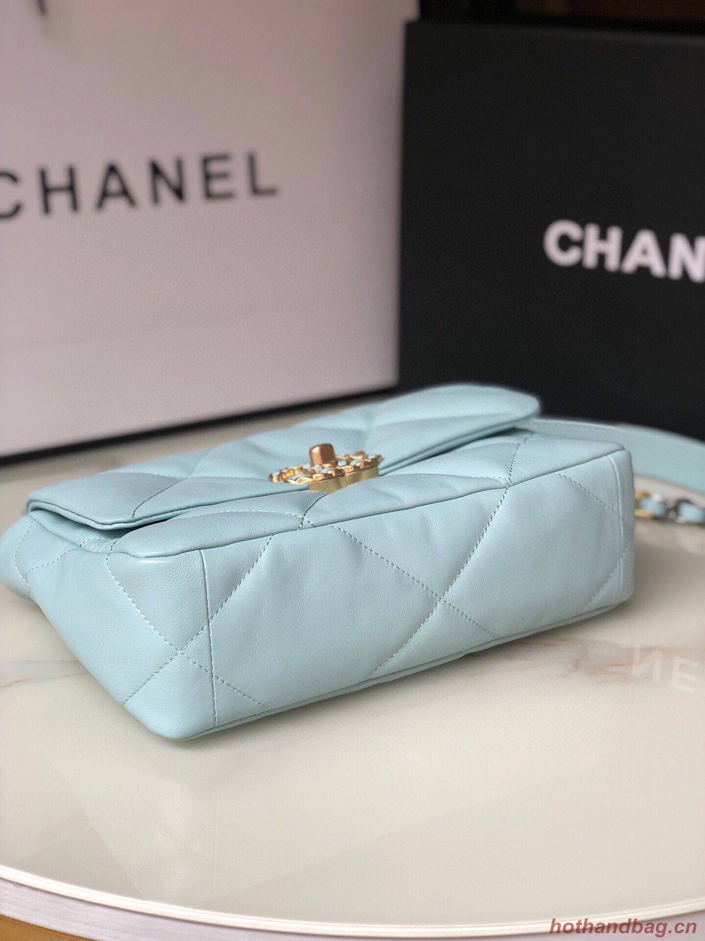 CHANEL Original Lambskin 19 Flap Bag AS1160 AS1161 light Blue CHANEL Original Lambskin 19 Flap Bag AS1160 AS1161 light Blue