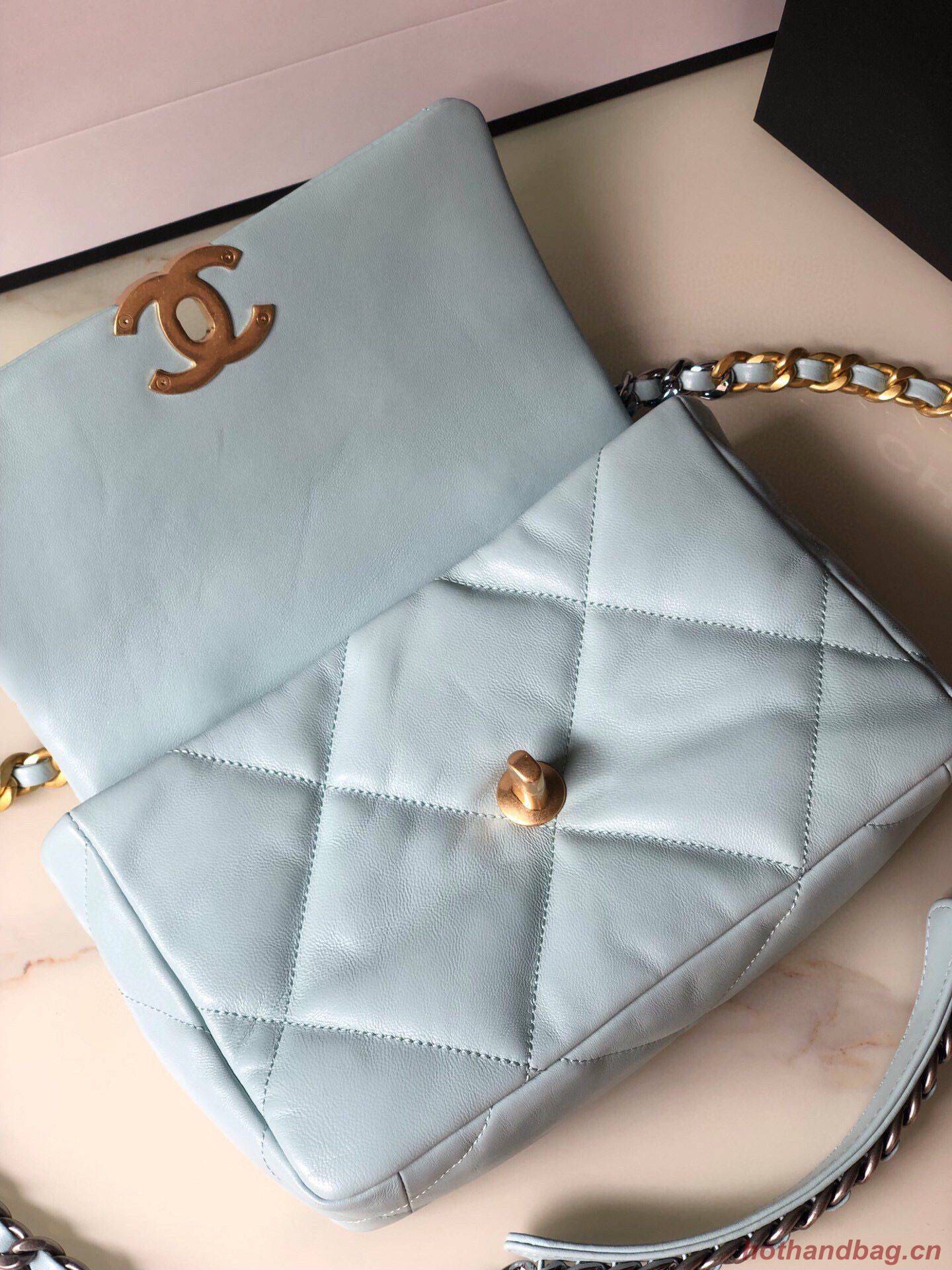CHANEL Original Lambskin 19 Flap Bag AS1160 AS1161 light Blue CHANEL Original Lambskin 19 Flap Bag AS1160 AS1161 light Blue