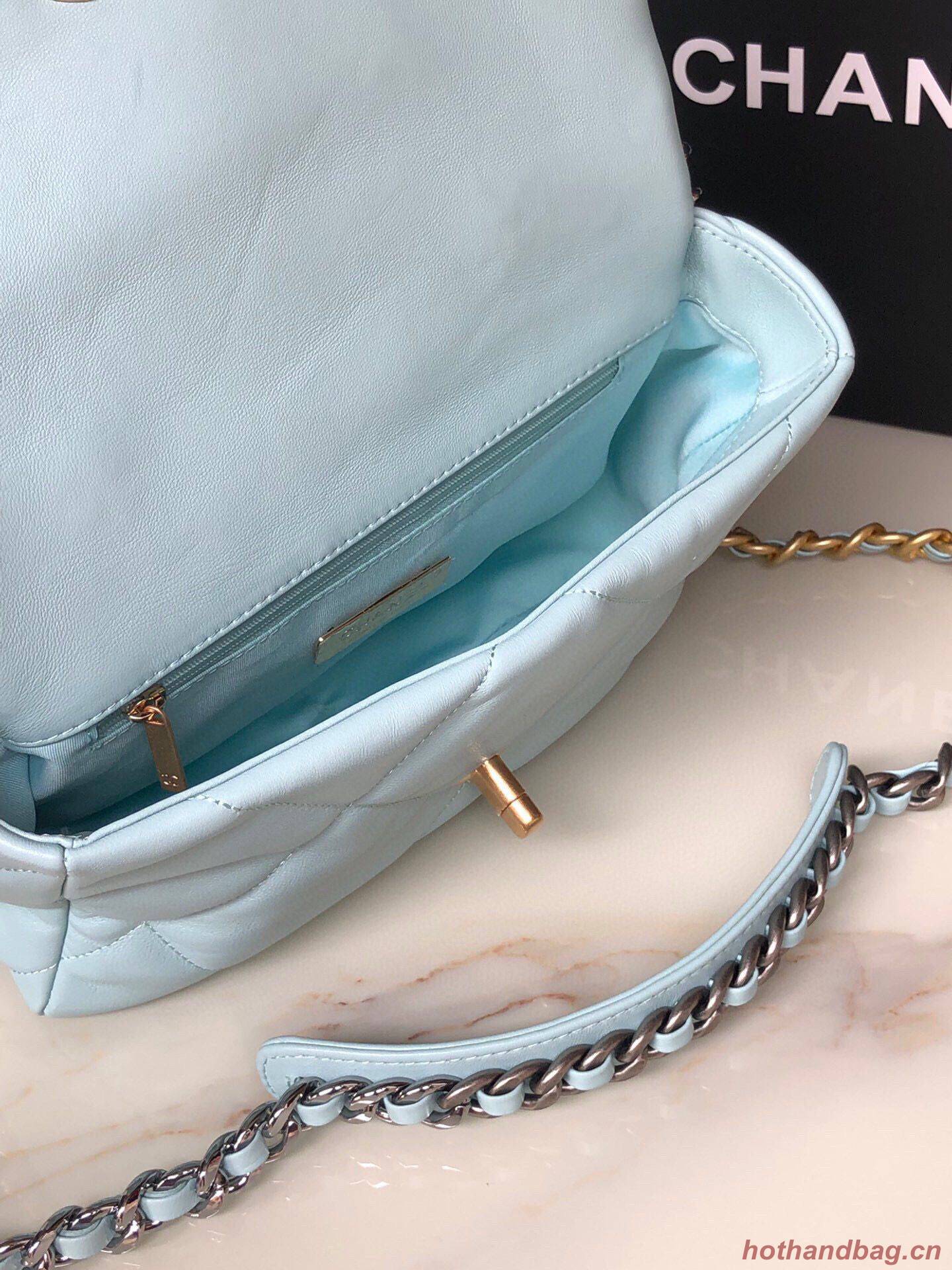 CHANEL Original Lambskin 19 Flap Bag AS1160 AS1161 light Blue CHANEL Original Lambskin 19 Flap Bag AS1160 AS1161 light Blue