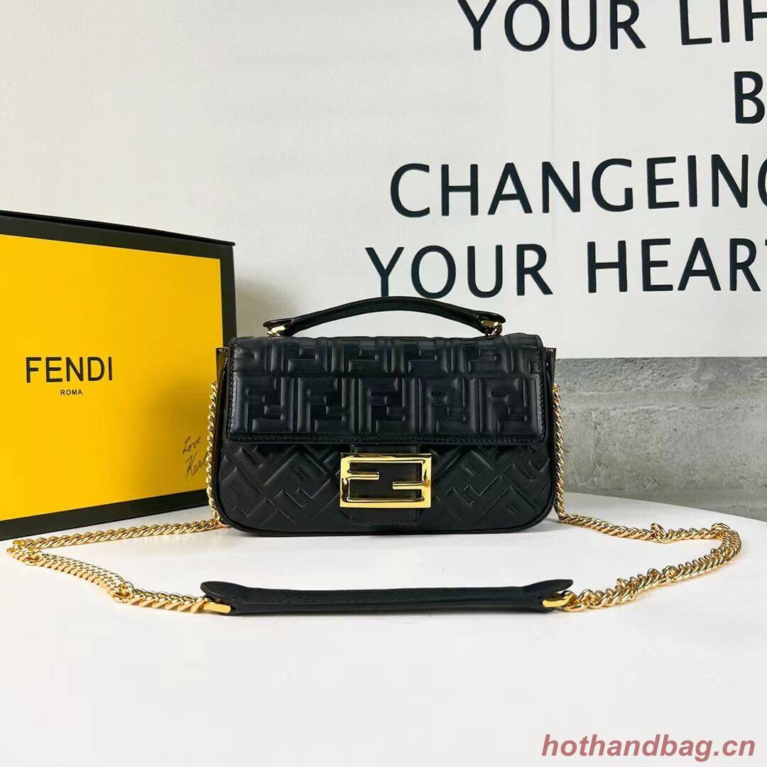 Fendi Baguette nappa leather bag F0881 Black Fendi Baguette nappa leather bag F0881 Black