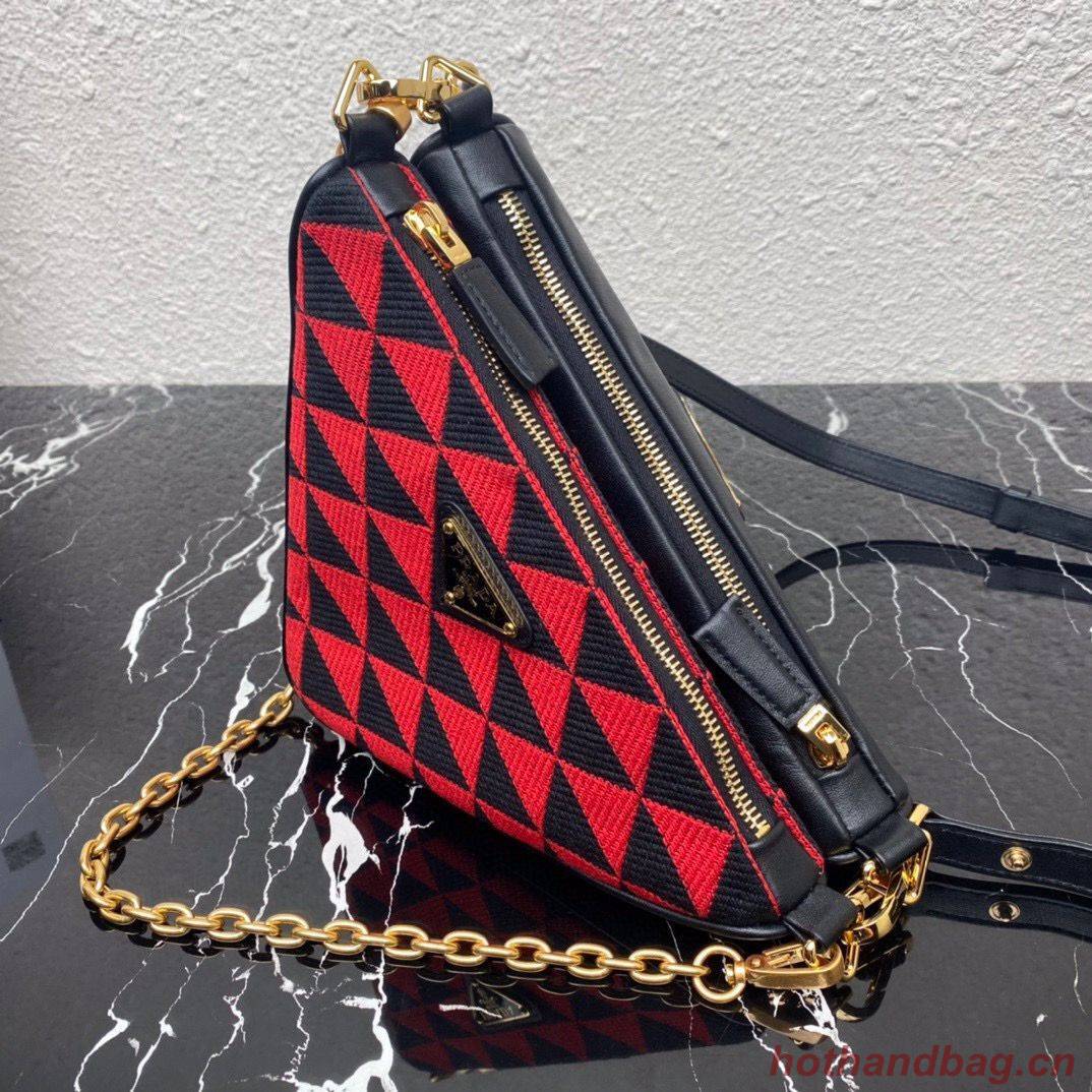 Prada Symbole leather and fabric mini bag 1BC176 Red Prada Symbole leather and fabric mini bag 1BC176 Red