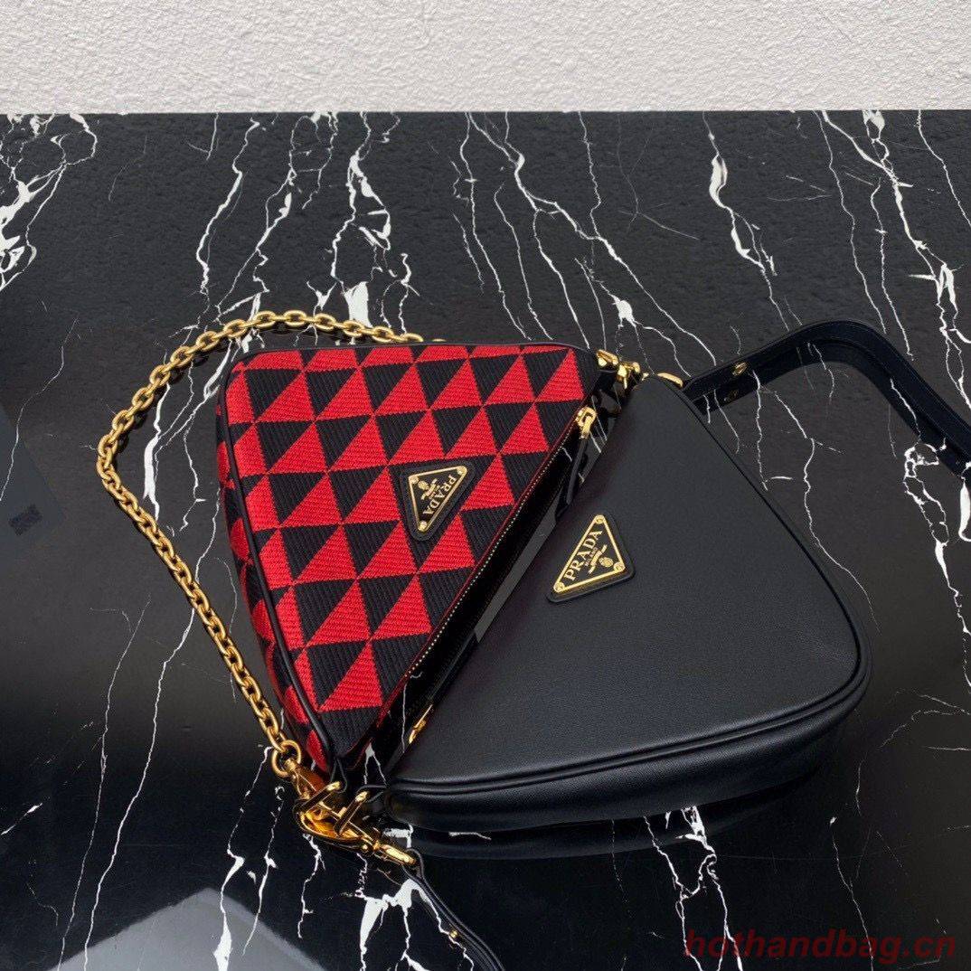 Prada Symbole leather and fabric mini bag 1BC176 Red Prada Symbole leather and fabric mini bag 1BC176 Red