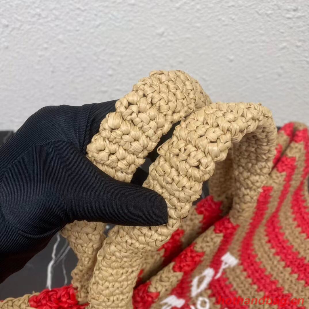 Prada Raffia tote bag 1NE229 red Prada Raffia tote bag 1NE229 red