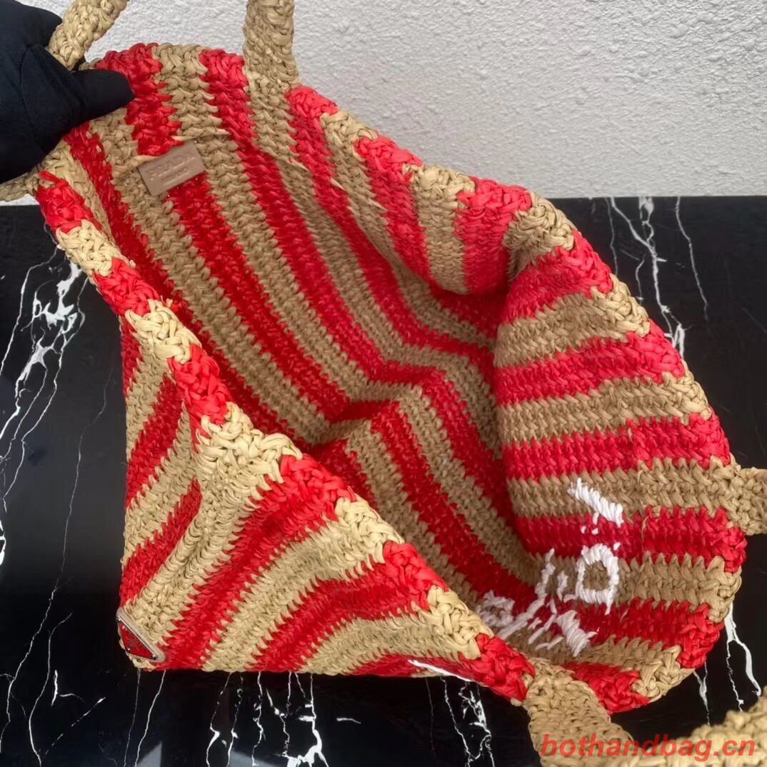 Prada Raffia tote bag 1NE229 red Prada Raffia tote bag 1NE229 red