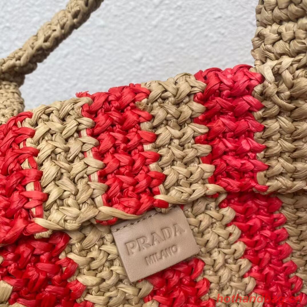 Prada Raffia tote bag 1NE229 red Prada Raffia tote bag 1NE229 red