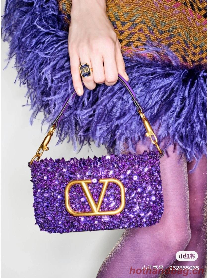 VALENTINO V-logo2 MINI LOCO sequin and leather bag WA0K53-7