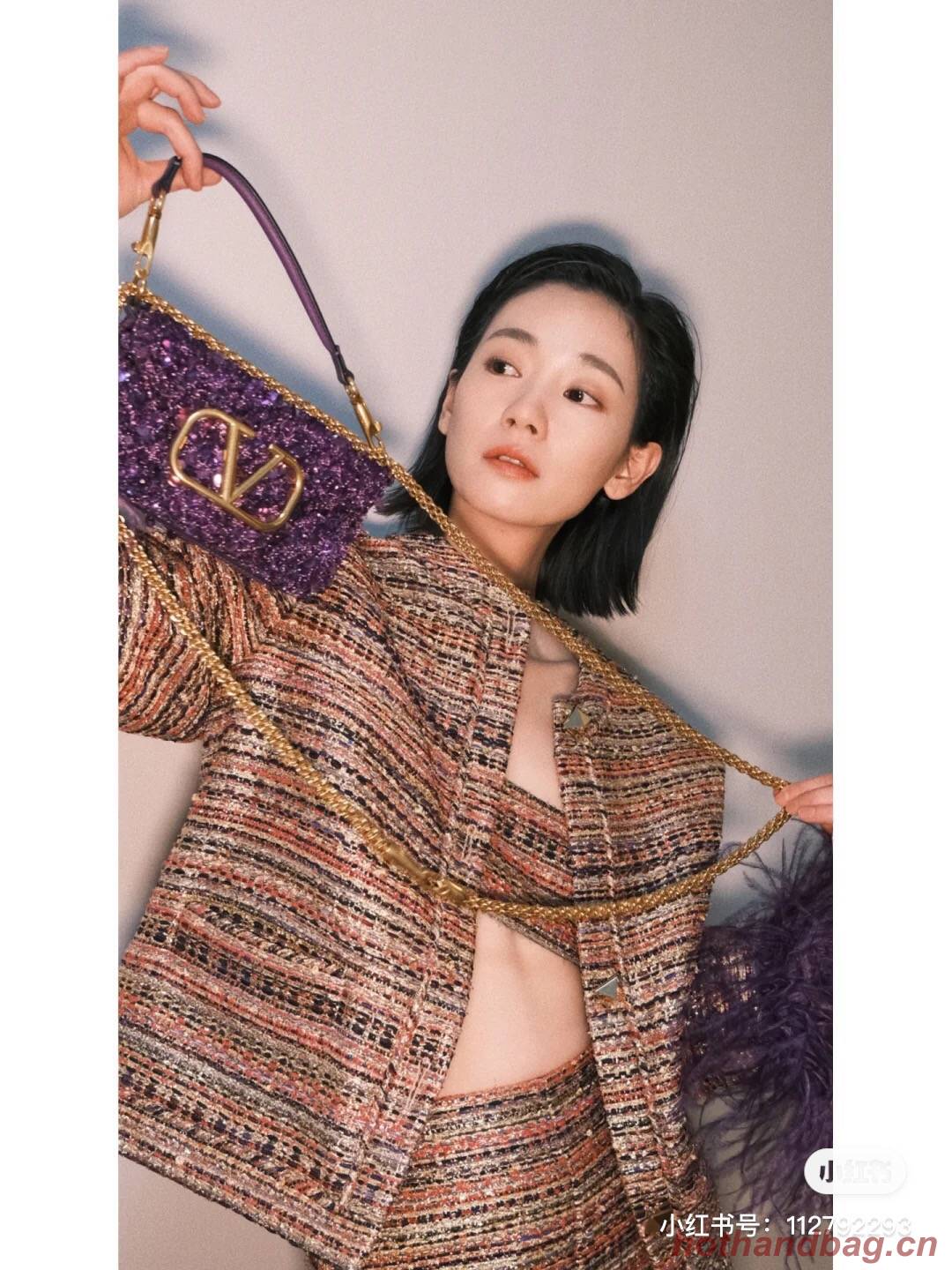 VALENTINO V-logo2 MINI LOCO sequin and leather bag WA0K53-7