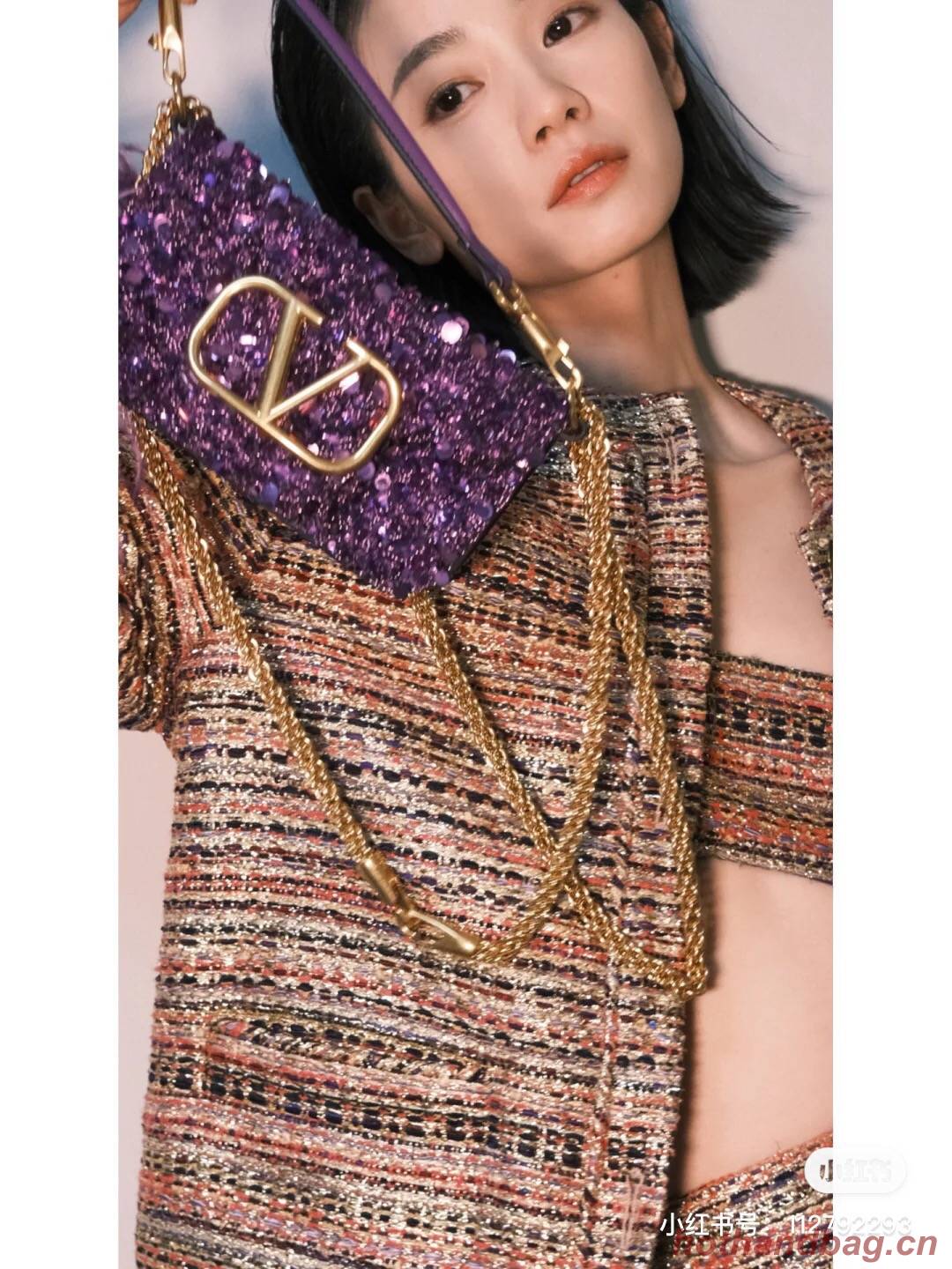 VALENTINO V-logo2 MINI LOCO sequin and leather bag WA0K53-7