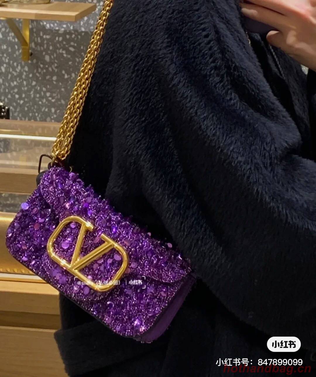VALENTINO V-logo2 MINI LOCO sequin and leather bag WA0K53-7