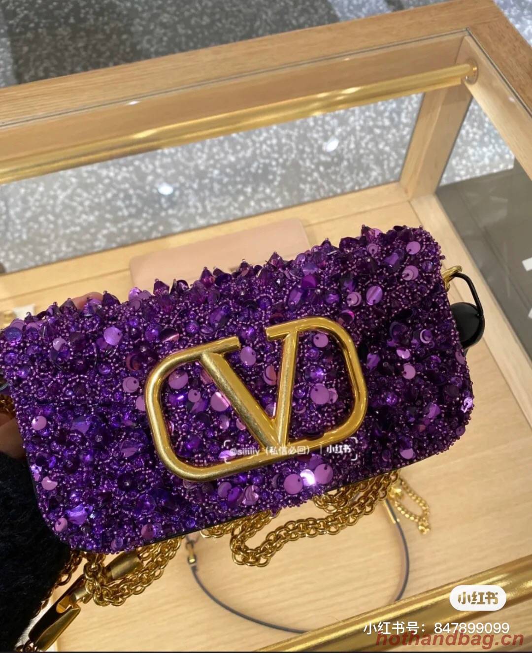 VALENTINO V-logo2 MINI LOCO sequin and leather bag WA0K53-7