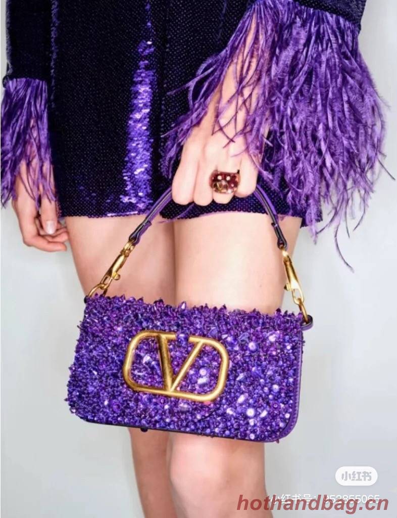 VALENTINO V-logo2 MINI LOCO sequin and leather bag WA0K53-7