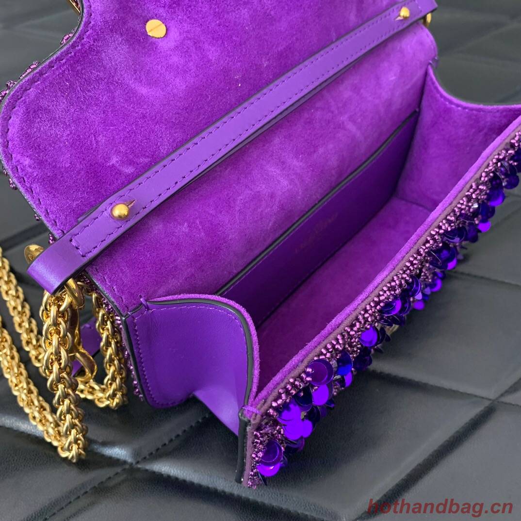 VALENTINO V-logo2 MINI LOCO sequin and leather bag WA0K53-7