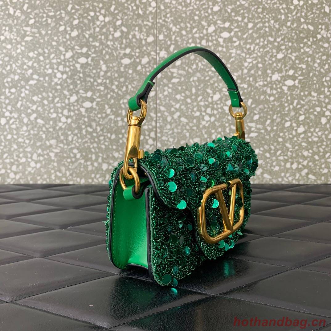 VALENTINO V-logo2 MINI LOCO sequin and leather bag WA0K53-8